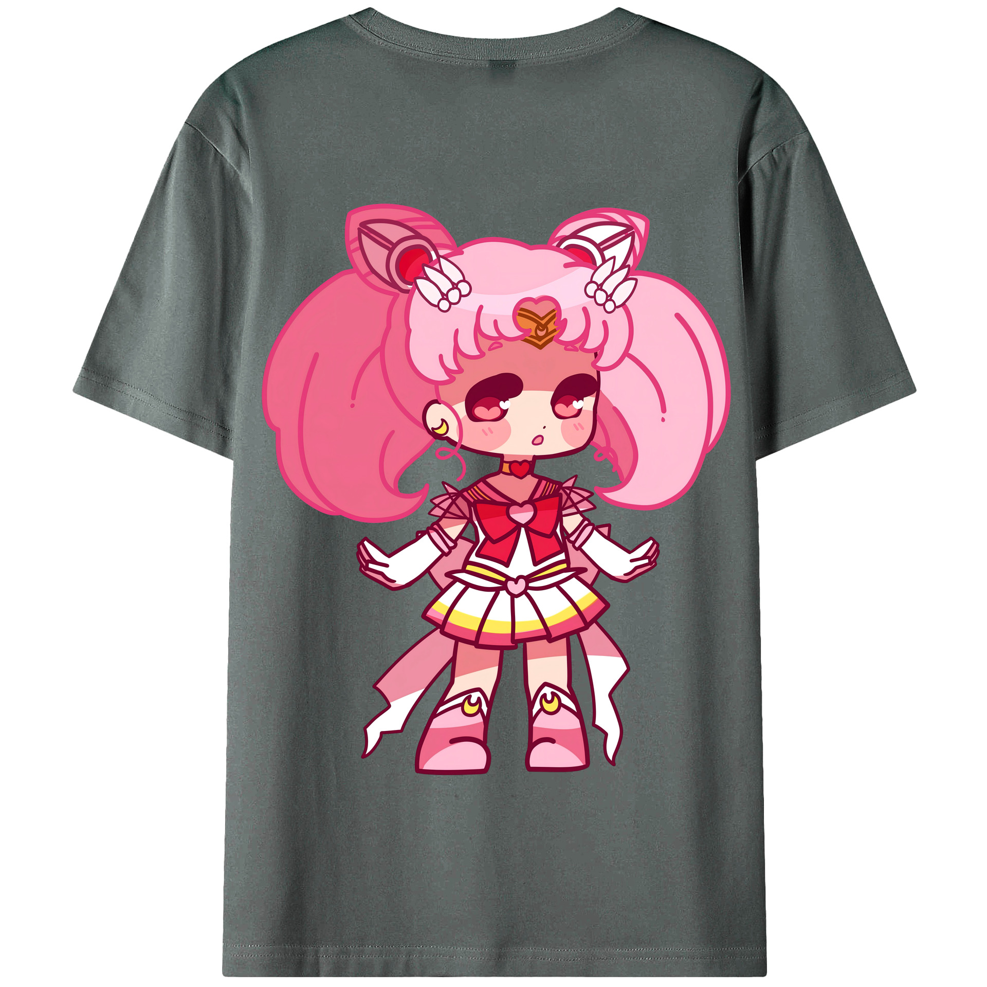 （画像用） 美少女戦士セーラームーン ちびうさ Sailor Moon Chibiusa Tsukino Usagi Small Lady Serenity 綿100％半袖Tシャツ（背面プリント）